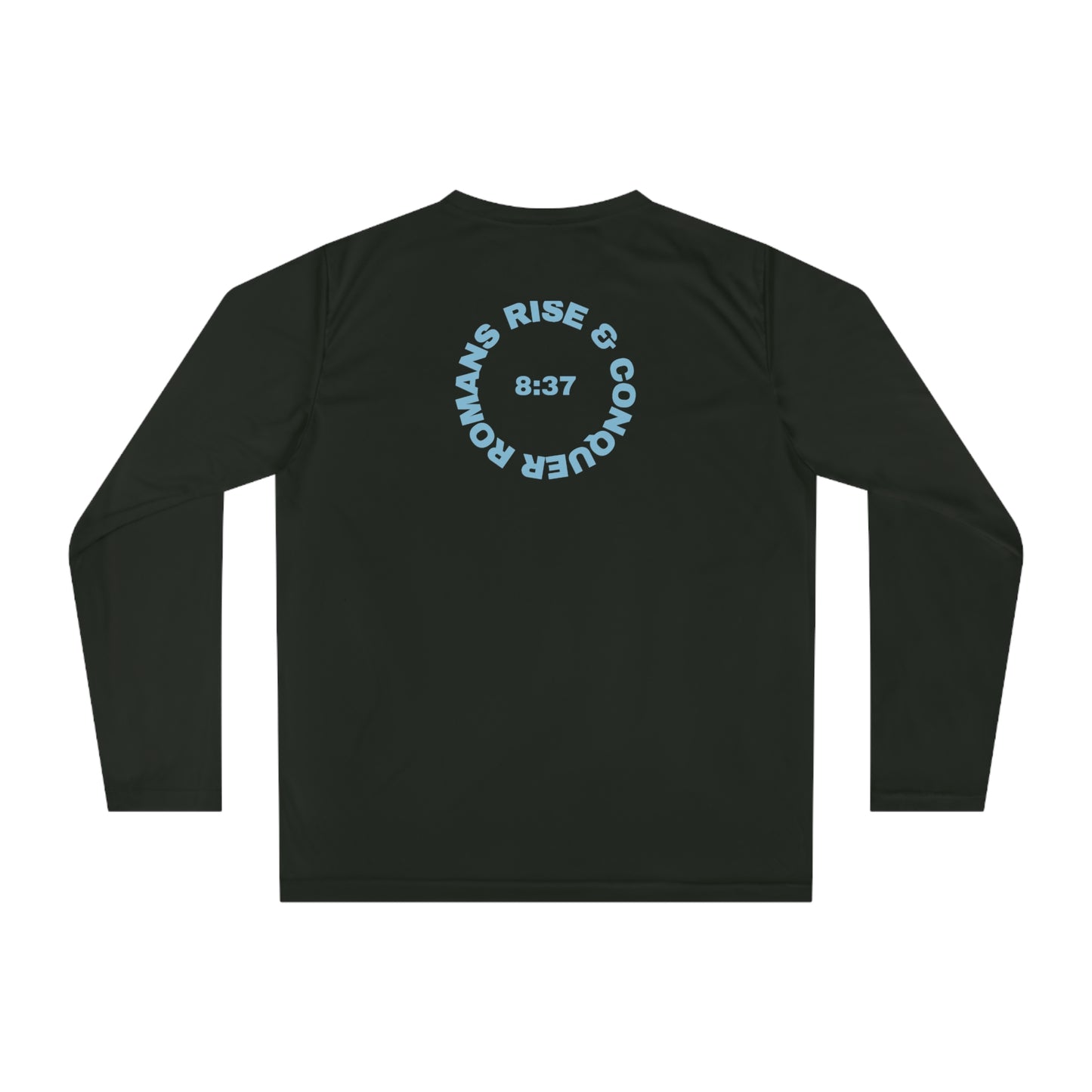 ICHTHYS 911 "Rise & Conquer Romans 8:38"  Unisex Performance Long Sleeve Shirt - Men - Women - 100% Moisture-Wicking Poly - Christian Activewear