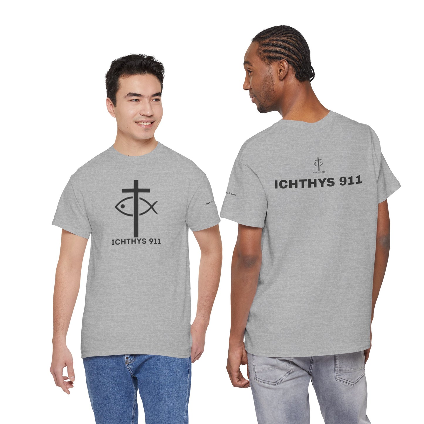 Authentic Design - Unisex T-Shirt - Heavy Cotton T-Shirt - Jesus Fish - Men's T-Shirt - Women T-Shirt Christian Faith - Unisex Clothing - ICHTHYS 911