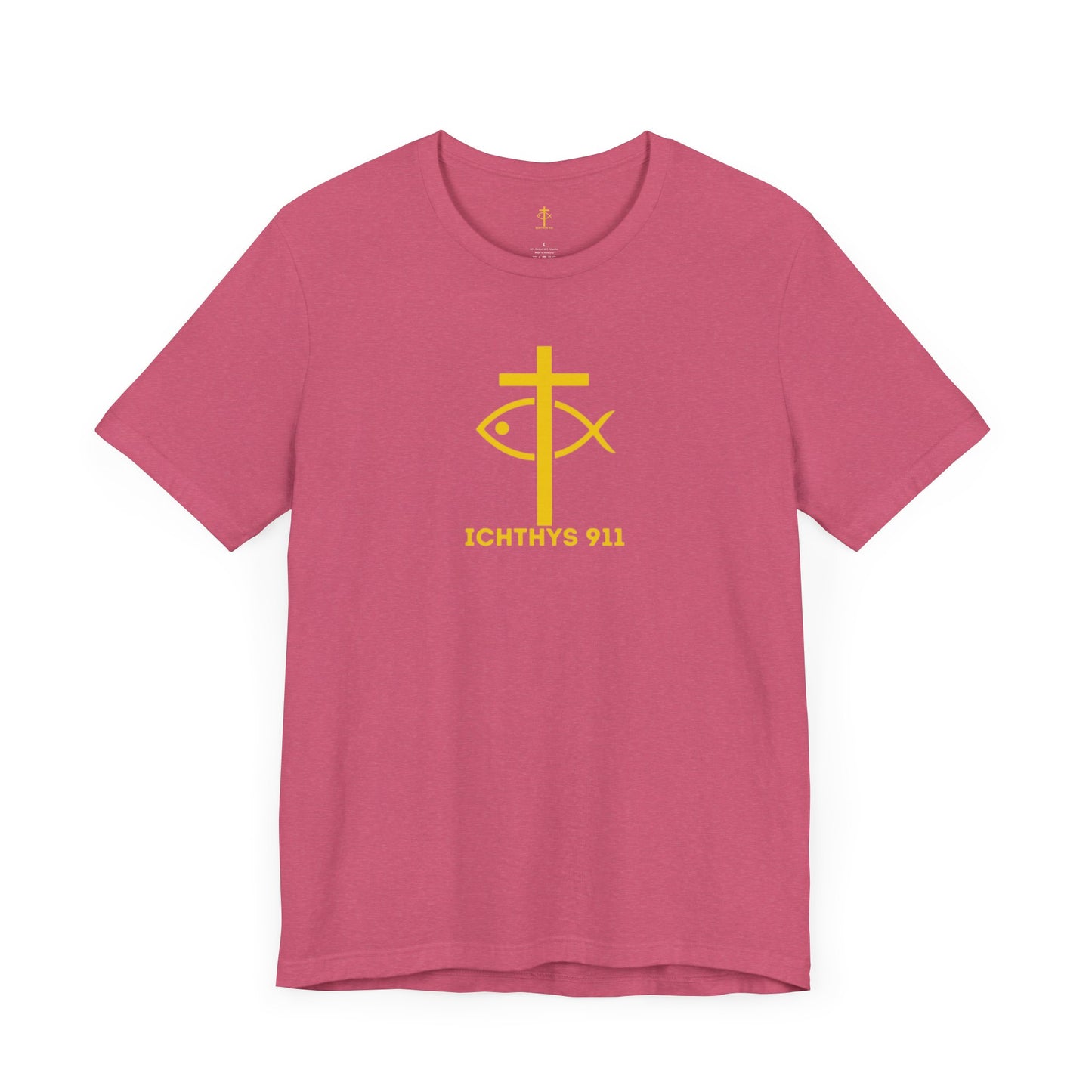 ICHTHYS 911 - "Roll With God Ride With Jesus" - Gold Font - Unisex T- Shirt - Lightweight 100% Cotton - Summer T - Arm Form Fitting - Men T- Shirt - Women T-Shirt - Christian T-Shirt