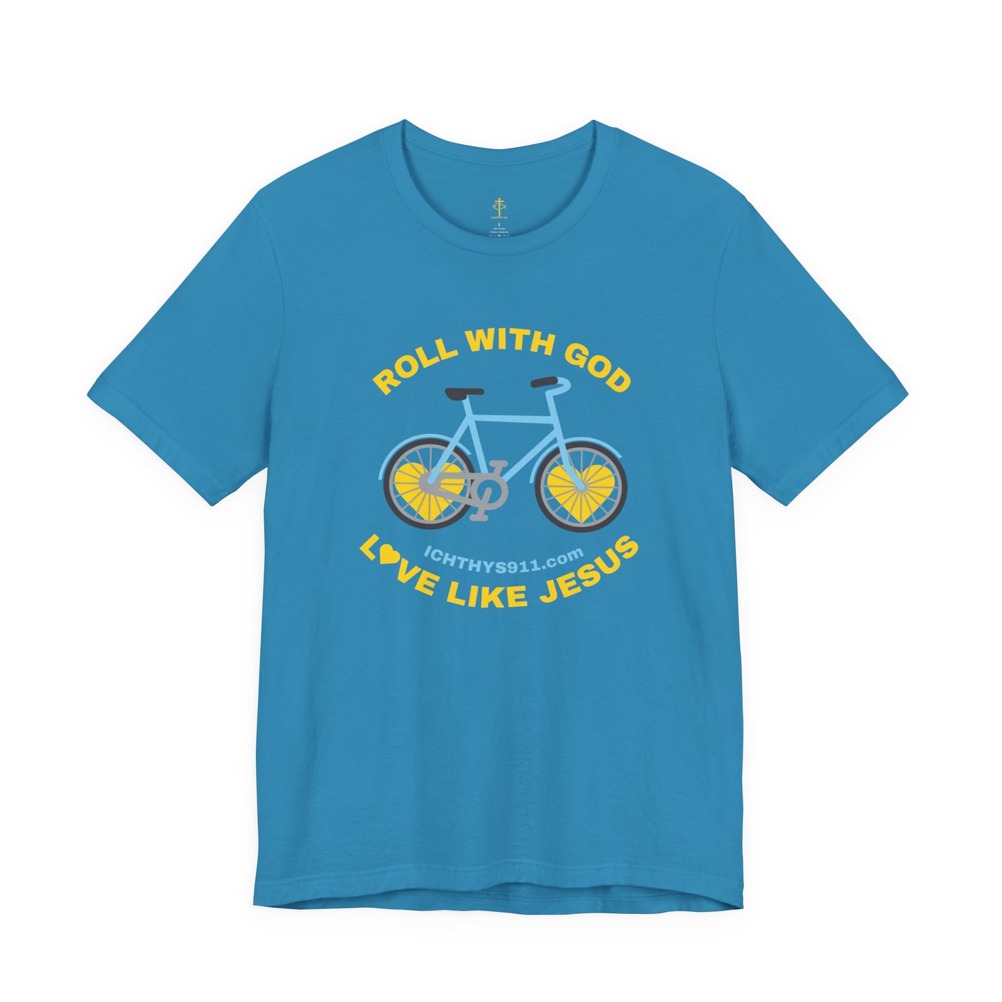Roll With God Love Like Jesus - Reverse Design - Unisex T- Shirt - Lightweight 100% Cotton - Summer T - Arm Form Fitting - Men T- Shirt - Women T-Shirt - Christian T-Shirt - Love Like Jesus ICHTHYS 911