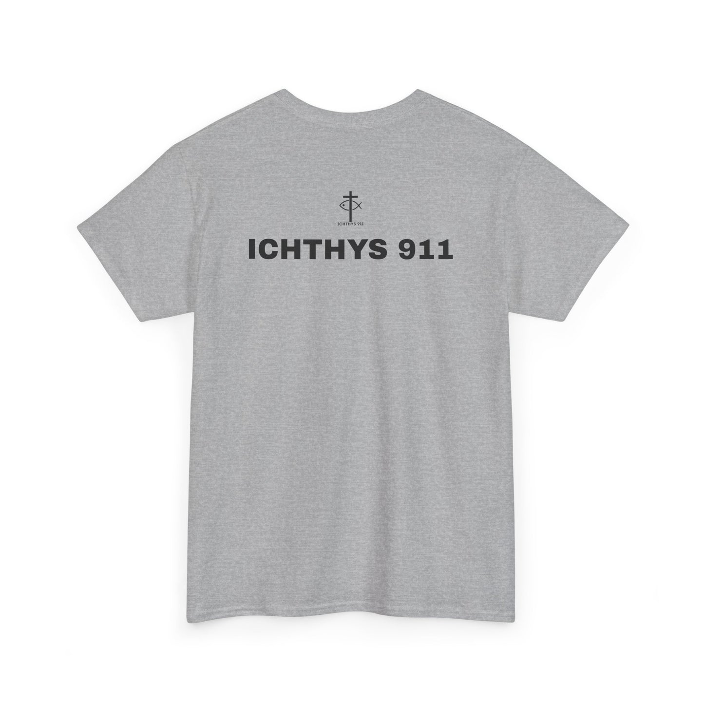 ICHTHYS 911 - "Authentic Design" - Unisex T-Shirt - Heavy Cotton T-Shirt - Jesus Fish - Men's T-Shirt - Women T-Shirt Christian Faith - Unisex Clothing