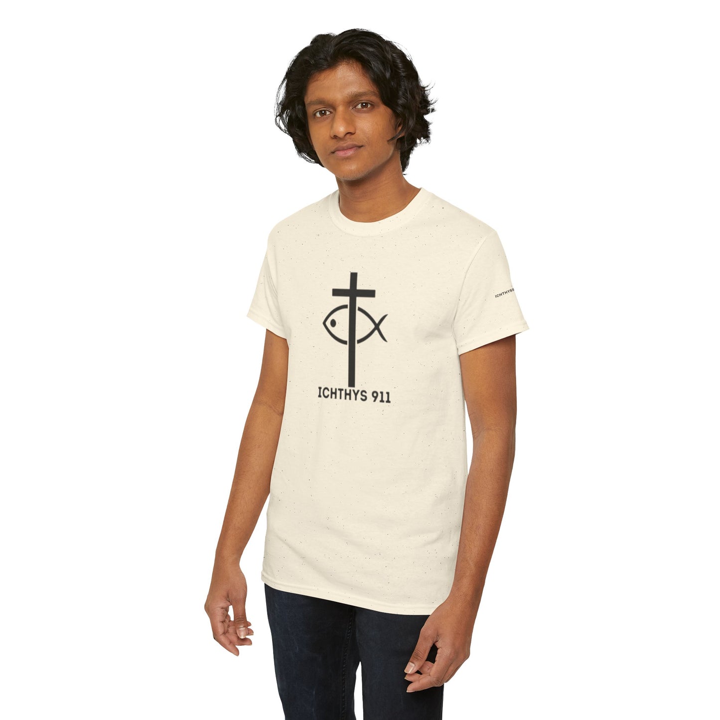 Authentic Design - Unisex T-Shirt - Heavy Cotton T-Shirt - Jesus Fish - Men's T-Shirt - Women T-Shirt Christian Faith - Unisex Clothing - ICHTHYS 911