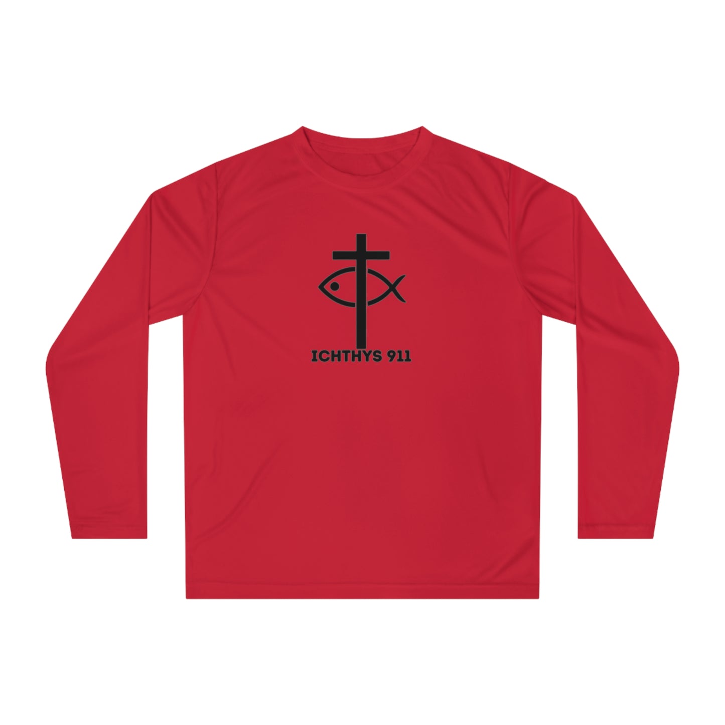 Faith Driven Reverse Unisex Performance Long Sleeve Shirt - ICHTHYS 911 Christian Activewear