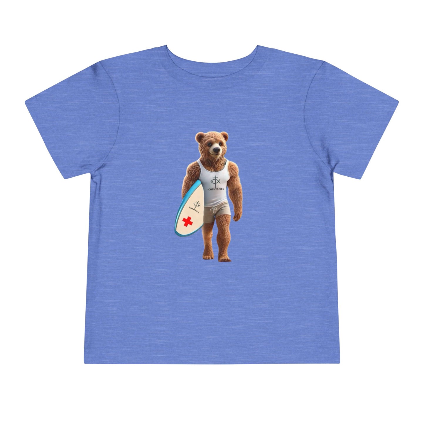 Surfing Bear Toddler Tee - Fun Kids Short Sleeve T-Shirt - ICHTYHS 911
