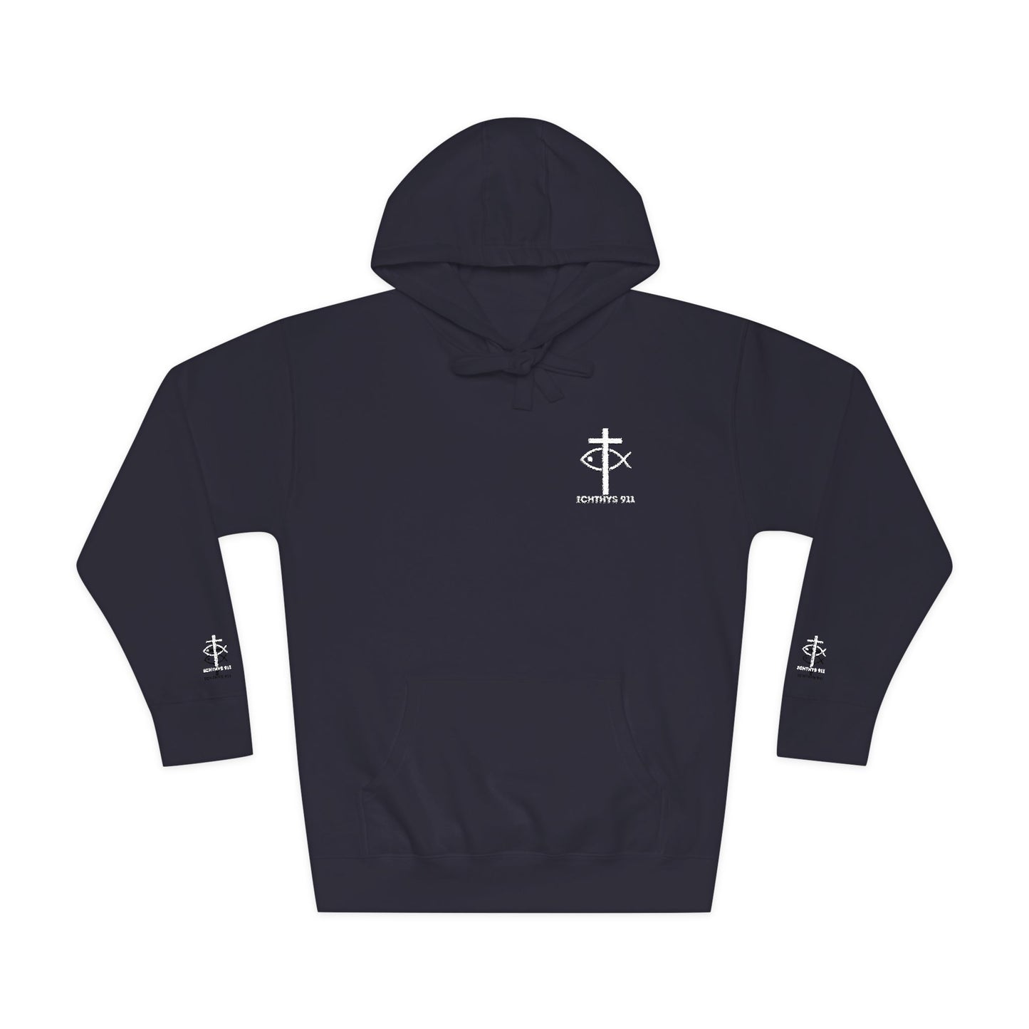 ICHTHYS 911 Embroidery Hoodie Pullover - Unsex - Elevated Embroider Gift for Her or Him - Christian Wear