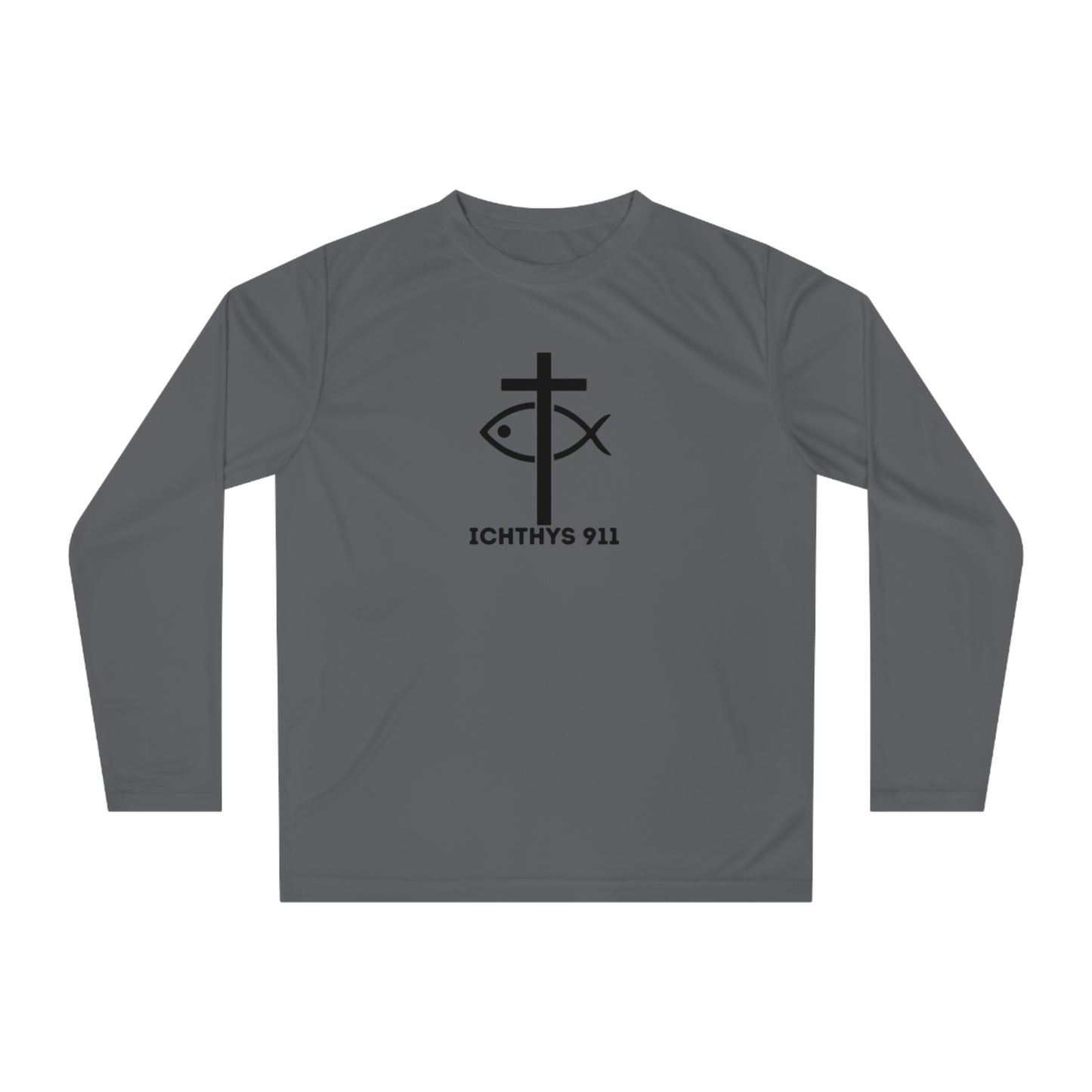 Faith Driven Reverse Unisex Performance Long Sleeve Shirt - ICHTHYS 911 Christian Activewear