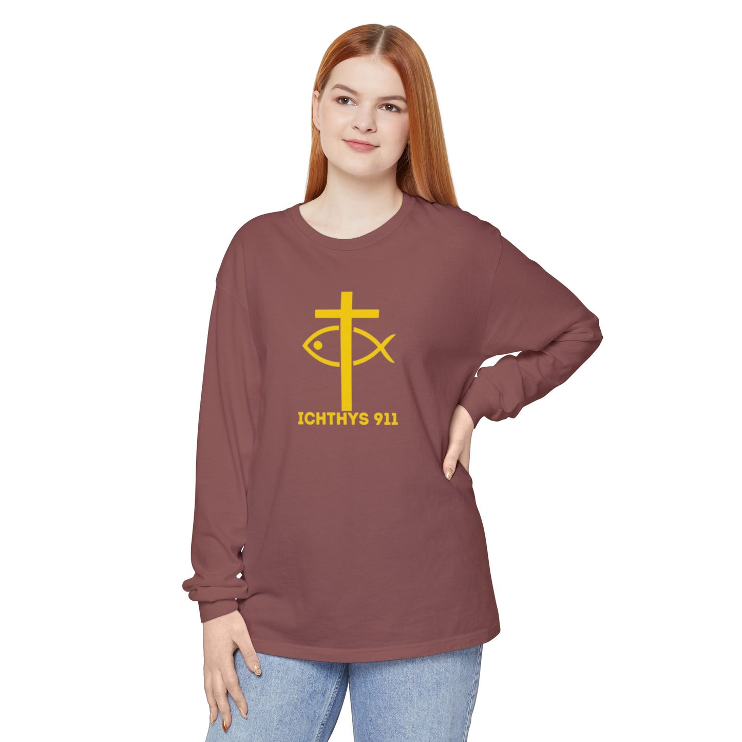 “Roll With God, Love Like Jesus” Bike Graphic -Unisex T- Shirt - Gold Font - Men T- Shirt - Women T-Shirt - Christian T-Shirt - ICHTHYS 911 - Soft - Garment-Dyed