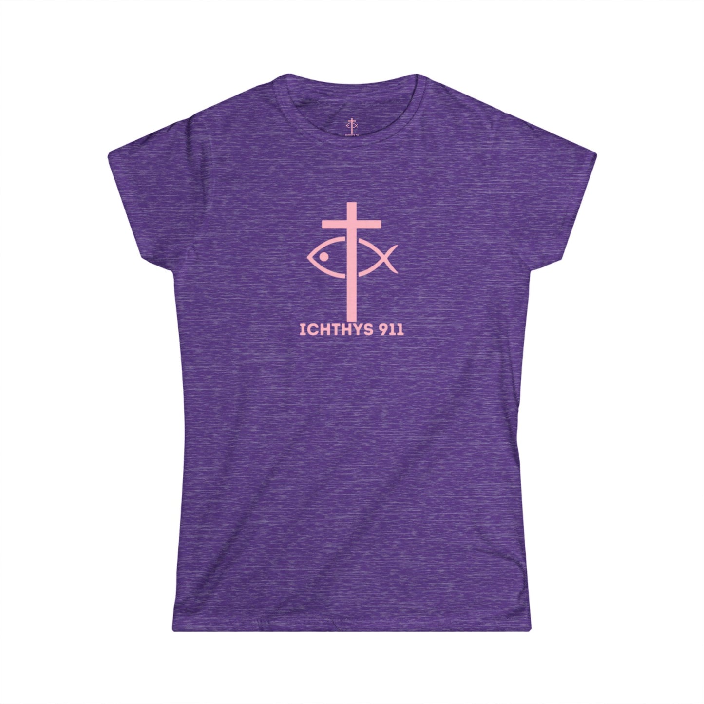 ICHTHYS 911 - "Roll With God Love Like Jesus" - Pink Font - Faith-Inspired Women's Tee - Summer Light T-Shirt - Wear Your Faith - Soft style Tee