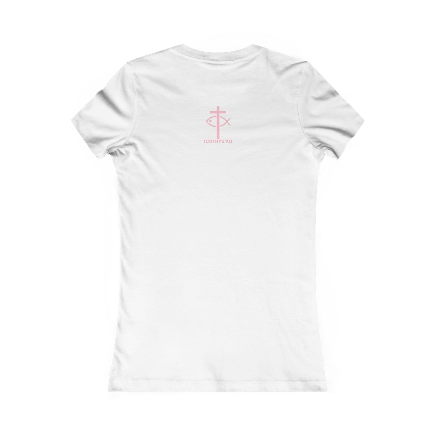 ICHTHYS 911 "Faith Hope Love" Inspirational Women's Favorite Tee - Reverse Design - Love and Positivity Shirt - Slim Fit with Longer Body Length
