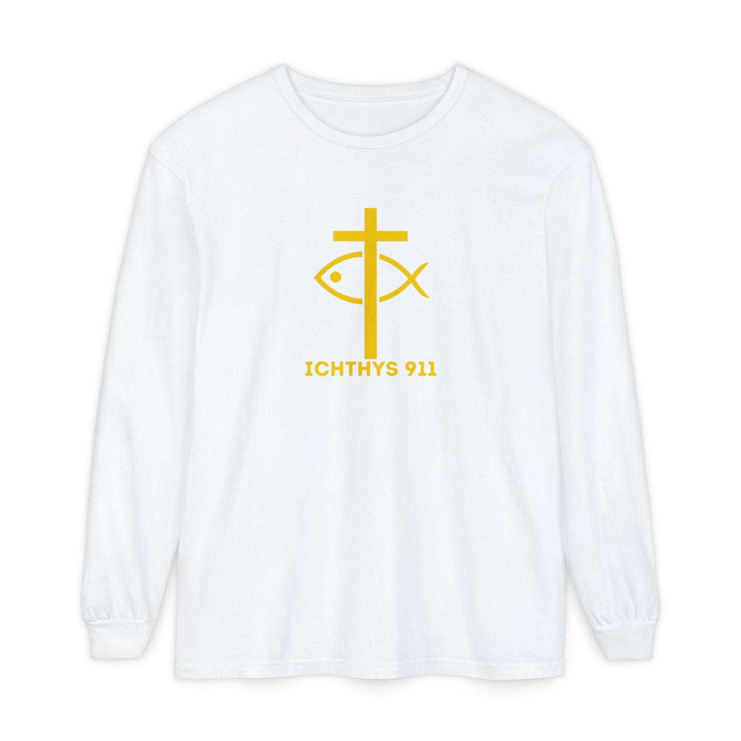 “Roll With God, Love Like Jesus” Bike Graphic -Unisex T- Shirt - Gold Font - Men T- Shirt - Women T-Shirt - Christian T-Shirt - ICHTHYS 911 - Soft - Garment-Dyed