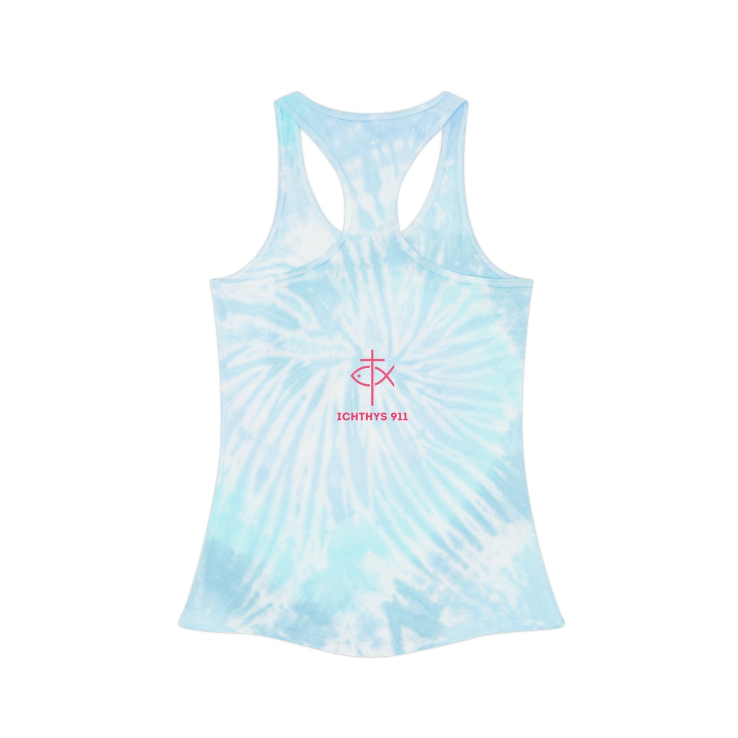 ICHTHYS 911 Tie Dye Racerback Tank Top – Chill Summer Vibes for Faithful Living - Wear Your Christian Faith