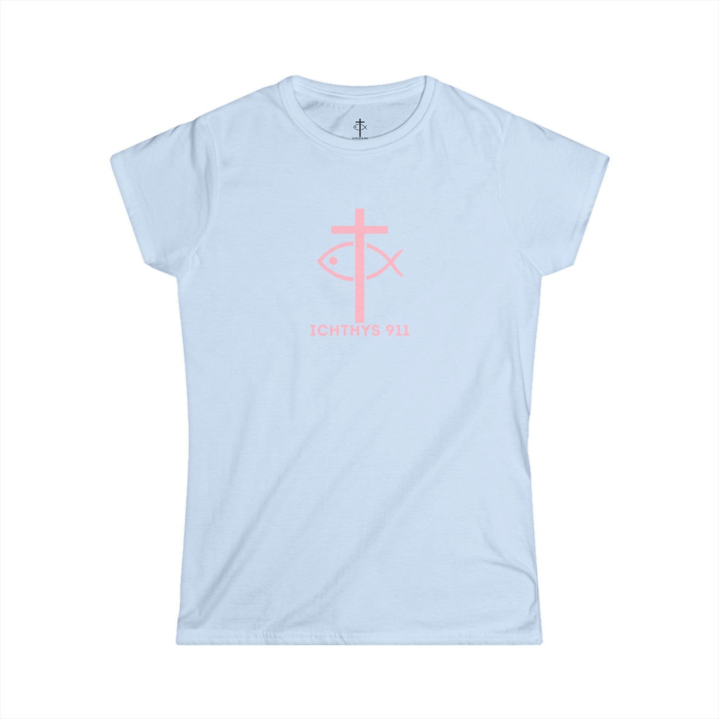 "Run With Endurance" - Inspirational Faith Tee for Women - Wear Your Faith - Hebrews 12:1 - Semi-Fitted - ICHTHYS 911 Pink Font