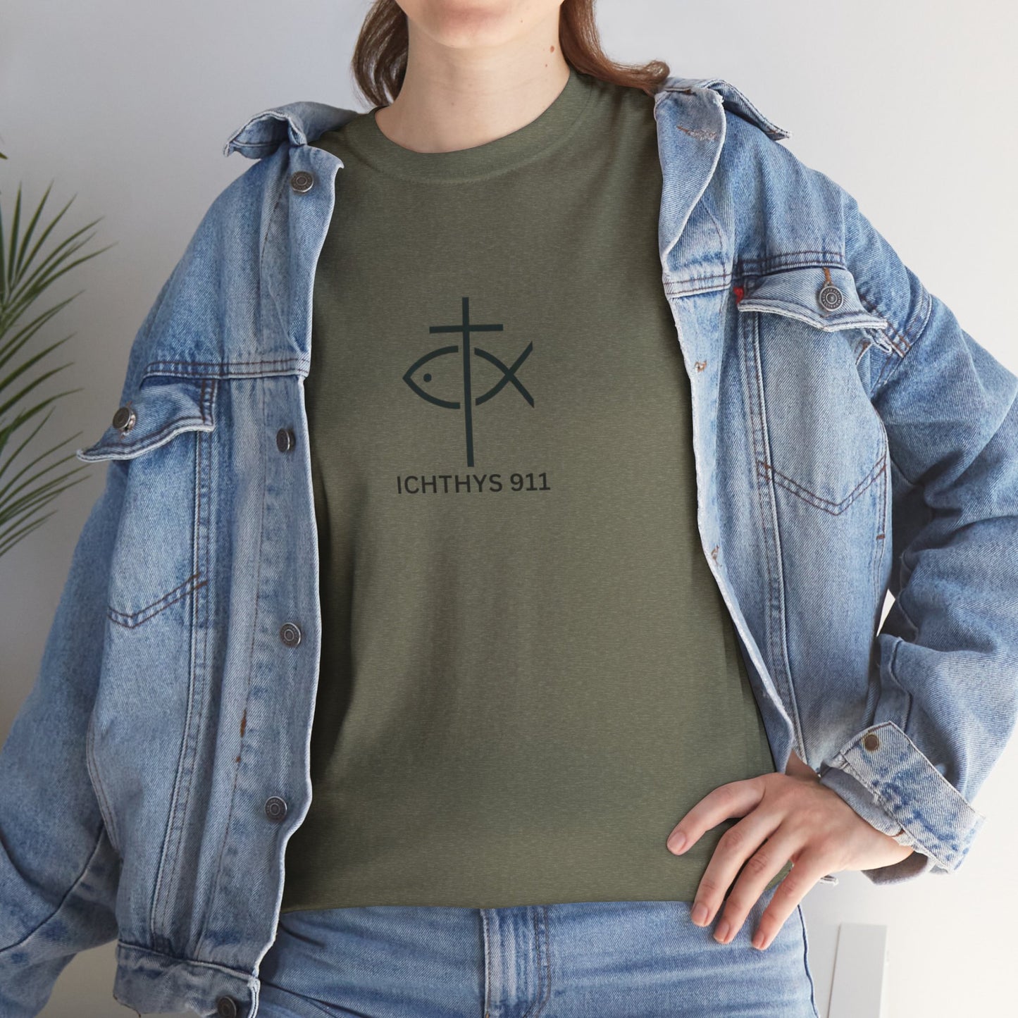 ICHTHYS 911 - "Authentic Design" - Unisex T-Shirt - Heavy Cotton T-Shirt - Jesus Fish - Men's T-Shirt - Women T-Shirt Christian Faith - Unisex Clothing