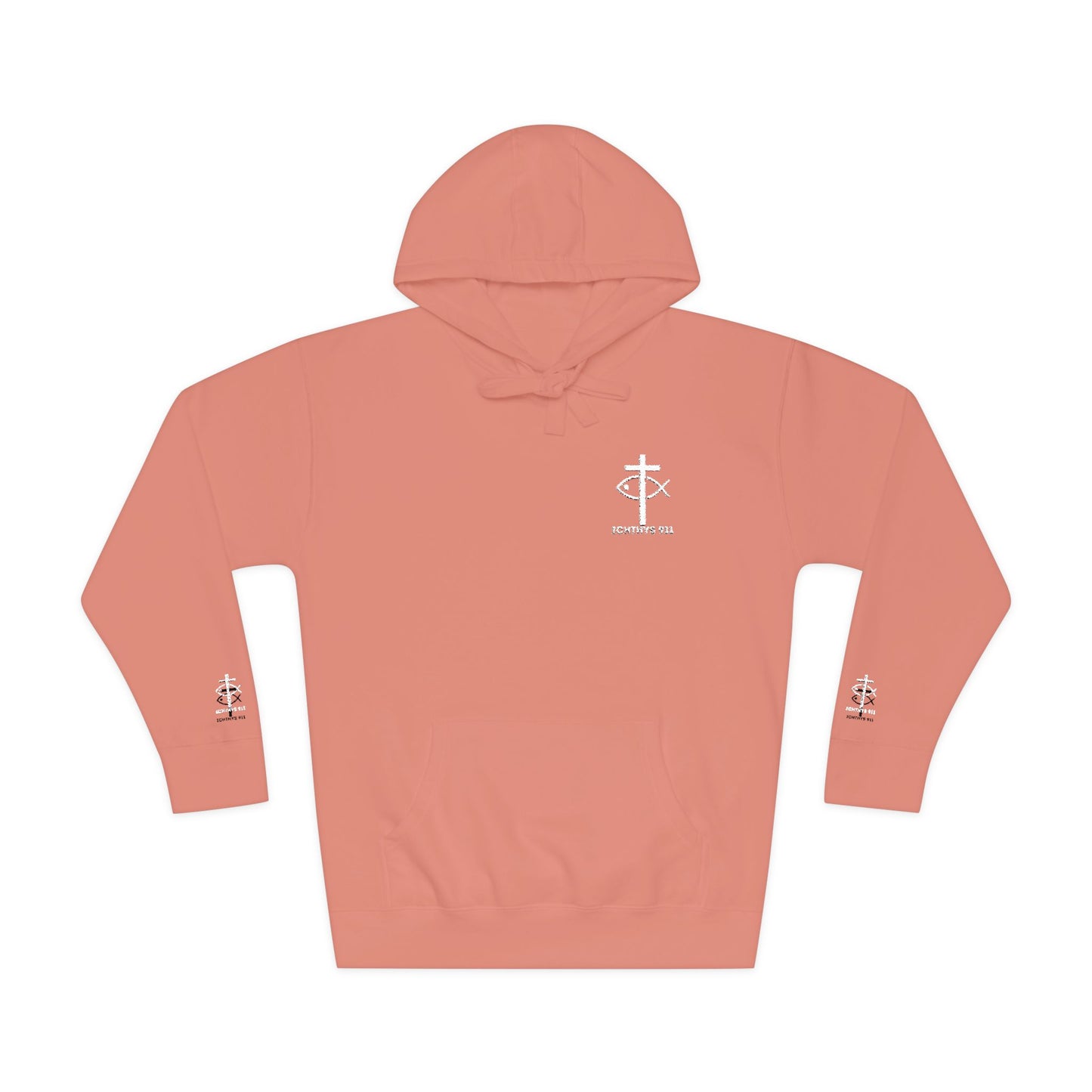 ICHTHYS 911 Embroidery Hoodie Pullover - Unsex - Elevated Embroider Gift for Her or Him - Christian Wear