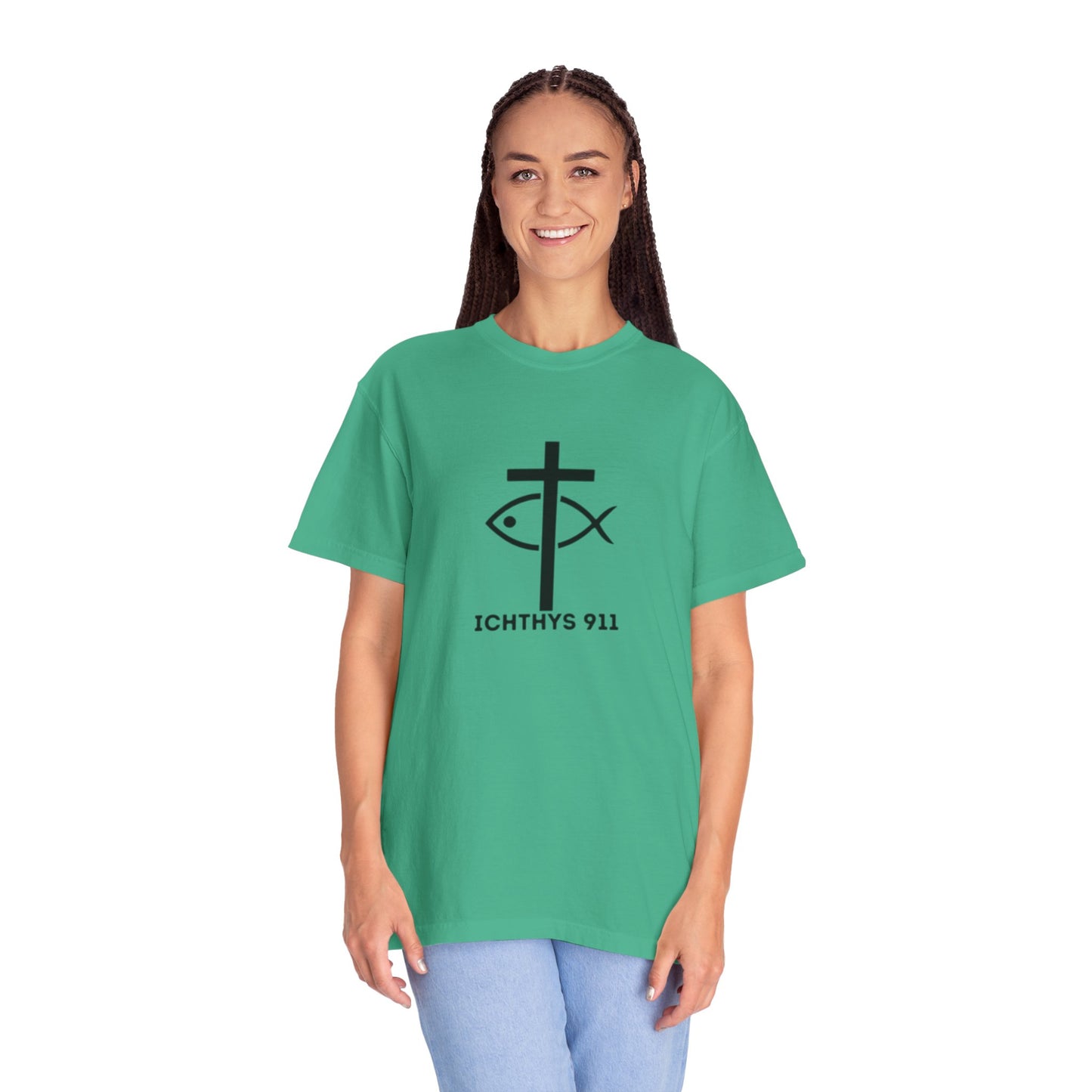 "13th Disciple" - Collection - Unisex - Women T- Shirt - Men T-Shirt - Christian Garment-Dyed T-Shirt - Faith Fashion - ICHTHYS 911 - Black Font