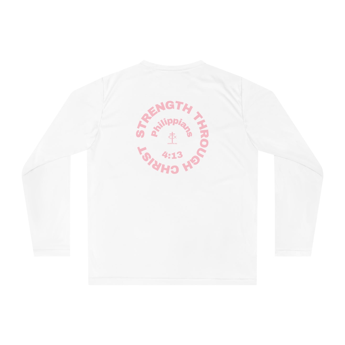 ICHTHYS 911 "Strength Through Christ Philippians 4:13" - Unisex Performance Long Sleeve Shirt - Men - Women - 100% Moisture-Wicking Poly - Christian Activewear