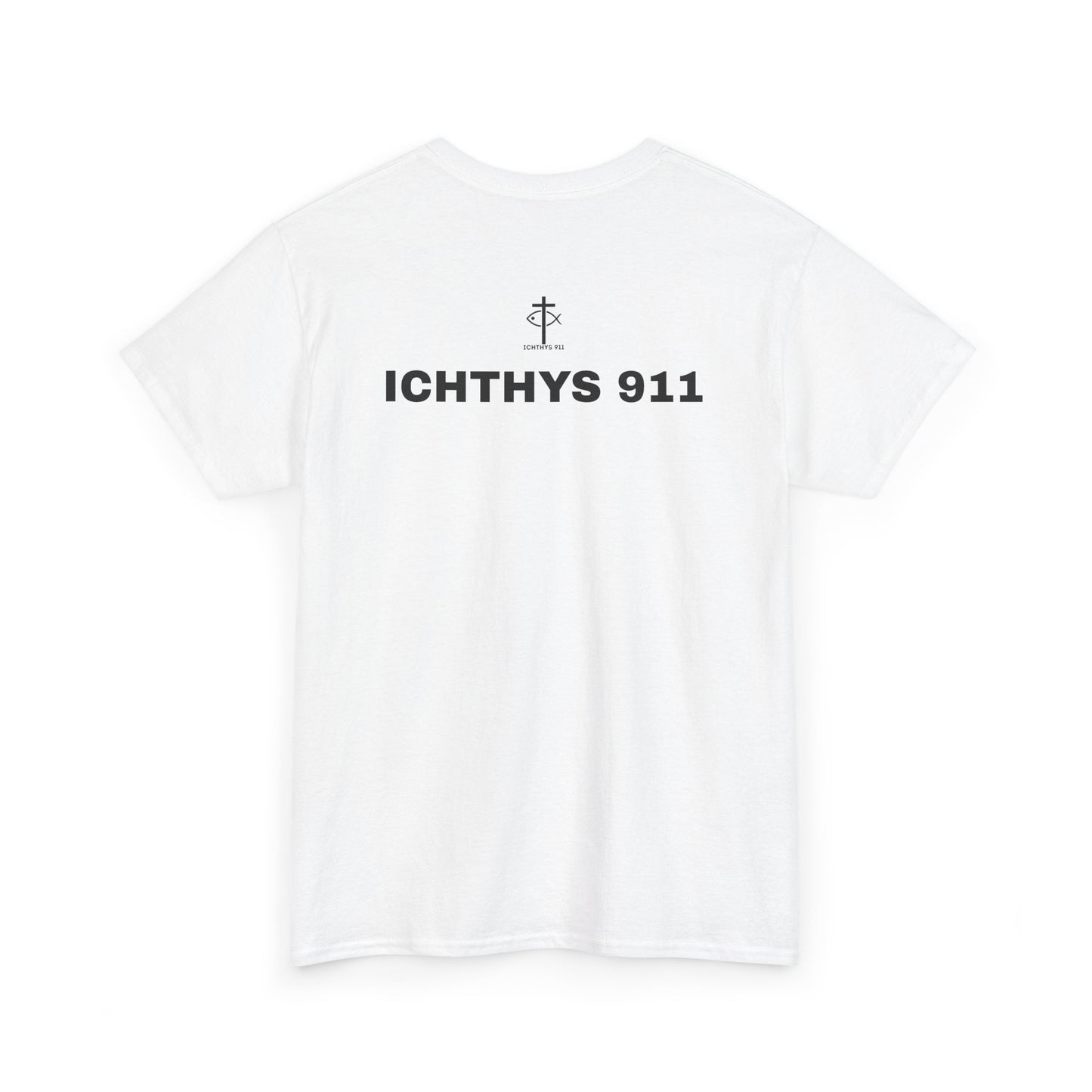 ICHTHYS 911 - "Authentic Design" - Unisex T-Shirt - Heavy Cotton T-Shirt - Jesus Fish - Men's T-Shirt - Women T-Shirt Christian Faith - Unisex Clothing