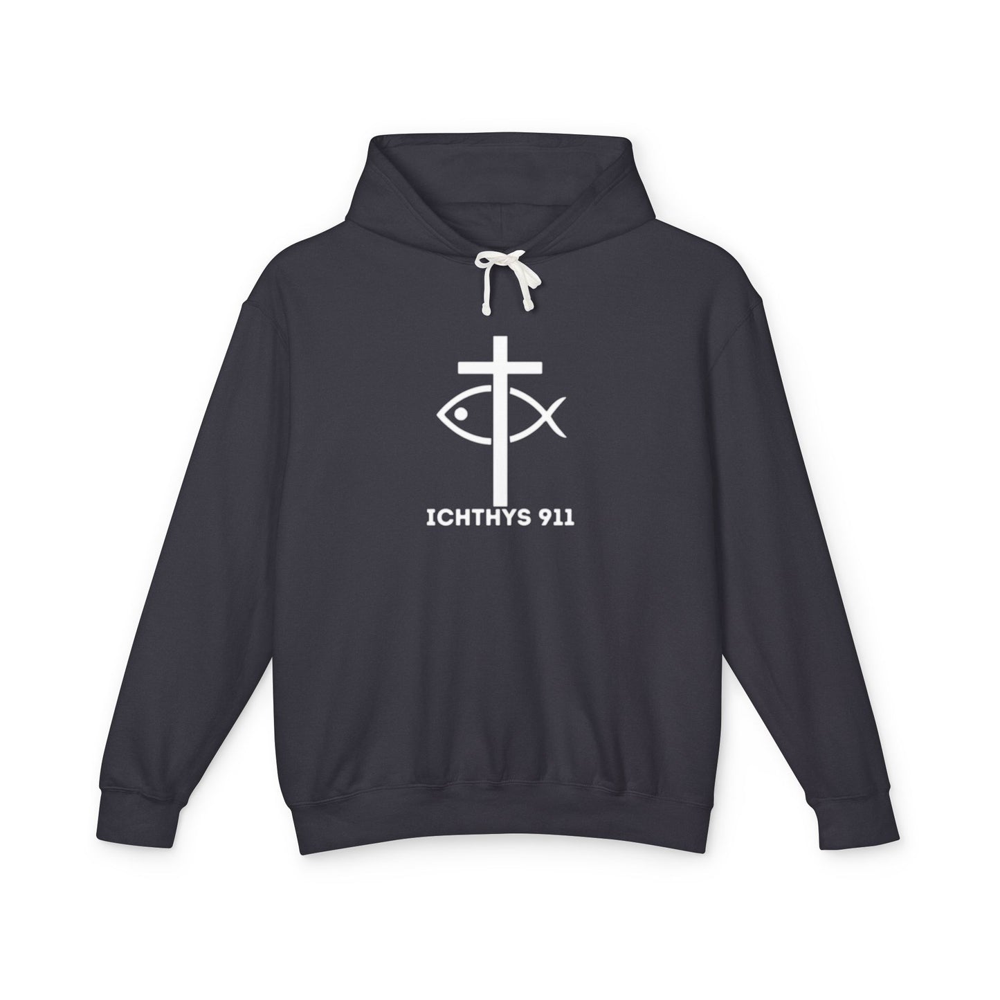 Iēsous Christos, Theou Yios, Sōtēr = Jesus Christ, Son of God, Savior - Unisex - Lightweight - Relaxed Fit - Religious Sweatshirt - ICHTHYS 911 - Hoodie